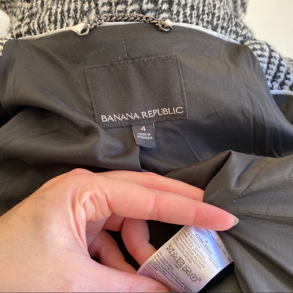 Banana Republic 4/6 Wool Houndstooth Blazer Jacket - Picture 7 of 8